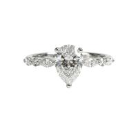 Generisch 2,00 Karat Birnen- & Marquise-Moissanite-Ring | 925 Sterlingsilber | Elegantes Drei-Stein-Design | Größe 5 1/2 | Zeitloser Verlobungsschmuck