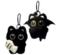 Generisch 2 PACK Schwarze Katze Plüsch Anhänger, Süße Cartoon Schwarze Katze Plüsch Schlüsselanhänger, 3.15inch Dekoration Taschen, Geschenke Für Katzenliebhaber