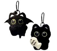 Generisch 2 Schwarze Katze Plüsch Schlüsselanhänger, Süße Cartoon Schwarze Katze Plüsch Schlüsselanhänger, Weicher Für Geldbörsen, Dekoration Taschen, Geschenke Für Katzenliebhaber