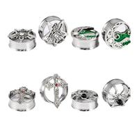 Generisch 2 Stück Ohr Tunnel Edelstahl 8-25mm - Vintage Spinne, Frosch, Doppelhorn & Kreuz Design, Innenverzahnung Dehnungsstecker Piercing Schmuck(NO-4,19mm)
