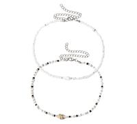 Generisch 2 Stück Verstellbare Boho Perlenkette Muschel Halskette Damen Sommer Strand Schmuck Urlaub Accessoire