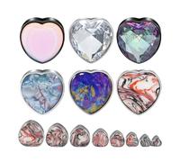 Generisch 2 Stücke Edelstahl Herz-förmige Ohrstecker & Tunnels Kit 8-25mm mit Farbigem Zirkonia - Ohrdehnung Piercing Schmuck(D,22mm)