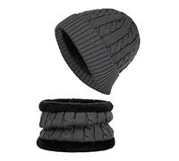 Generisch 2-teilige Herren Wintermütze samt und Women 's Plus-Augenschützer mit verdickten Schal-Baseballmützen Wintermützen (Grey, One Size)