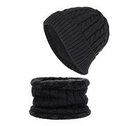 Generisch 2-teilige Herren Wintermütze samt und Women 's Plus-Augenschützer mit verdickten Schal-Baseballmützen Wintermützen (Black, One Size)