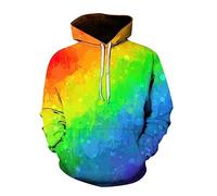 Generisch 2023 Winter Persönlichkeit Mode Straße Freizeit Trend Sport Regenbogen Park gedruckt Männer Frauen Kapuzenpullover Hoodie (Green, M)
