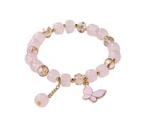 Generisch 2024 New Imitation Jade Butterfly Glass Bracelet Children's Bead Armband Mädchen (Pink A)