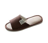 Generisch 2025 Hausschuhe Herren Sommer Offener Zehen Pantoletten Breites Fußbett Haushaltsschuhe Flache Sandalen Stoff Gästehausschuhe Weiche Lässige Leinenpantoffeln Rückstellschaum Heimschuhe