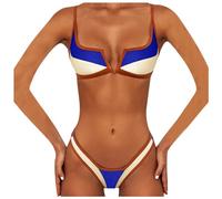 Generisch 2026 Damen Bikini Bikini 2024 Badeanzug Damen Bademode Push Up Bikini Set Tanga Brasilianischer Badeanzug Strandkleidung (Blue, M)