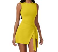 Generisch 2026 Damen-Jumpsuit für lässige sportliche Kleidung mit Trägerdesign Bindegürtel für Fitness Yoga sowie Alltagsaktivitäten (Yellow, M)