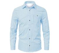 Generisch 2026 Herren Freizeithemd mit Karomuster, atmungsaktiv, bequem, langärmelig, Button-Down-Hemd für den Alltag, Frühling, Sommer, vielseitig, stilvoll (Light Blue, XXXL)