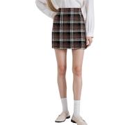 Generisch 2026 Hochtaillierter Karierter Bleistiftrock figurbetont schmal geschnitten Stretch-Minirock für Arbeit Freizeit Party Elegante (Coffee, XL)