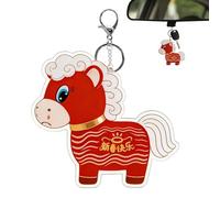 Generisch 2026 Jahr des Pferdes Maskottchen Weinendes Schlüsselanhänger - Acryl Flach Deko | Kreativ 2D Charm Kinder Mädchen | Rucksack Geldbeutel Schulranzen Zubehör Geschenk Süß