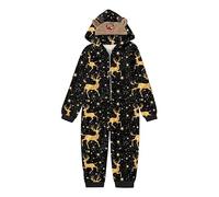 Generisch 2026 Kinder-Nachtwäsche für Weihnachten, passende Pyjamas für die ganze Familie, niedlicher langärmliger Overall mit Hirschmotiv weichem Mode-Feiertags-Strampler (Gold, 6-7 Years)