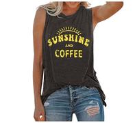 Generisch 2026 Kostüm Damen Tanktop für Damen mit and Coffee-Print, Rundhalsausschnitt, ärmellos (Grey, XXL)