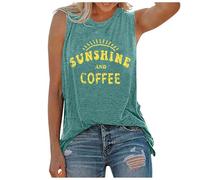 Generisch 2026 Kostüm Damen Tanktop für Damen mit and Coffee-Print, Rundhalsausschnitt, ärmellos (Green, S)