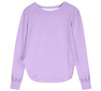 Generisch 2026 Langarmshirt Milchseide für Mädchen atmungsaktiv weich vielseitig einfarbig für Kleinkinder Babys schmal geschnittenes Hemd (Purple 9 10 Years)