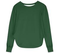 Generisch 2026 Langarmshirt Milchseide für Mädchen atmungsaktiv weich vielseitig einfarbig für Kleinkinder Babys schmal geschnittenes Hemd (Dark Green 11 12 Years)