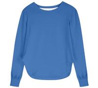 Generisch 2026 Langarmshirt Milchseide für Mädchen atmungsaktiv weich vielseitig einfarbig für Kleinkinder Babys schmal geschnittenes Hemd (Blue 9 10 Years)