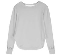 Generisch 2026 Langarmshirt Milchseide für Mädchen atmungsaktiv weich vielseitig einfarbig für Kleinkinder Babys schmal geschnittenes Hemd (Grey 7 8 Years)