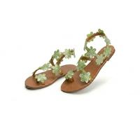 Generisch 2026 Orthopedic Summer Dressy Sandals Flats Pearl And Rhinestone Boho Sandals For Women Flops Elegant Bridal Sandal Bohemian Lace Flower Beach Flip (Green 1,35.5)