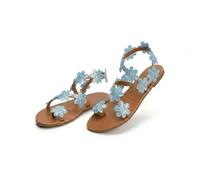 Generisch 2026 Orthopedic Summer Dressy Sandals Flats Pearl And Rhinestone Boho Sandals For Women Flops Elegant Bridal Sandal Bohemian Lace Flower Beach Flip (Blue 1,36)