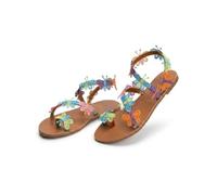 Generisch 2026 Orthopedic Summer Dressy Sandals Flats Pearl And Rhinestone Boho Sandals For Women Flops Elegant Bridal Sandal Bohemian Lace Flower Beach Flip (Multicolor,37)