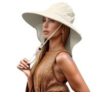Generisch 2026 Sommerlicher Sonnenhut mit breiter Krempe und Umhang für Damen (Beige One Size)