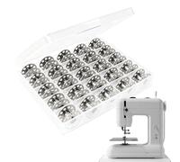 Generisch 25 Metal Bobbins With Storage Box, Size 15 Universal Sewing Machine Bobbin, Compatible With Brother Bernina Janome Elna, Class 15