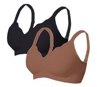 Generisch 2er Pack BH Damen ohne Bügel Bequemer Starker Halt für Große Brüste Push Up Bra Nahtloser Bügelloser Vollschalen Wohlfühl Büstenhalter Verstellbar Bustier Damen Seamless BH Sport BHS