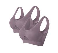 Generisch 2er Pack BH Damen Sport BH Push up Yoga Bra mit Kein Brustpolster Nahtlose Ohne Bügel Gibt Guten Halt Dünn Leicht Atmungsaktiv BHS High Elastizität Riemchendesign Fitness Lauf Joggen