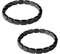 Generisch 2Stk Hämatit Armband für Herren | Herren Armbänder mit Hämatit Stein | Stilvolles Obsidian Armband Magnetschmuck | Schwarzer Turmalin Magnetarmband Geschenk für Freund & Ehemann