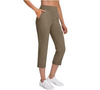 Generisch 3/4 Hose Damen Sommer Caprihose Knielange Hosen Casual Outdoorhose Leichte Sommerhosen Einfarbig Damenhose Alltag Strand Freizeithose Lässige Relaxhose Weite Hose Strandhose