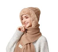 Generisch 3 In 1 Mütze Damen Herren Wintermütze Skimütze Schal Einem Und Winter Winterhut Pudelmütze Strickmützen Für Mützenschal Ski Guards Schalmütze Mit Ohren Zopfloch Beanie Warmer