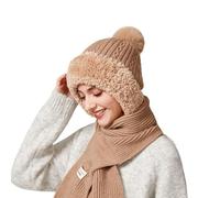 Generisch 3 In 1 Mütze Damen Herren Wintermütze Und Schal Mit Zopfloch Ohrenschützer Winter Ohren Pudelmütze Schalmütze Warmer Kapuzenschal Herbst Beanie Hüte, Mützen & Caps Für Stirnband Ohrenschutz