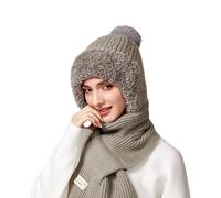 Generisch 3 In 1 Mütze Damen Herren Wintermütze Und Schal Mit Zopfloch Ohrenschützer Winter Ohren Pudelmütze Schalmütze Warmer Kapuzenschal Herbst Beanie Hüte, Mützen & Caps Für Stirnband Ohrenschutz