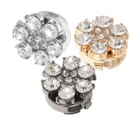 Generisch 3 Stück Teiliges Blumen Manschettenknöpfe aus Langlebiger Legierung mit Funkelnden Strasssteinen Elegantes Florales Design für Damen Stilvolle und Praktische Hemdknöpfe in Silber