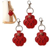 Generisch 3 Stücke Leder Katze Pfote Keychains | Leder Erinnerung Hundehaare Anhänger Tragbare Tierhaar Erinnerung Schlüsselanhänger | Souvenir Katzenhaar Beutel Keychains für Haustierliebhaber