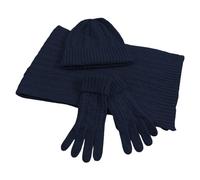 Generisch 3-Teiliges Mütze, Schal & Handschuh-Sets Für Damen Thermo Lockere Pudelmütze Handschuhe Winter Warme Strickmütze Elegant Mütze Frauen Winterhandschuhe Winterschal