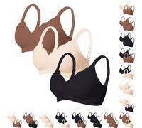 Generisch 3Er Pack Damen BHS Seamless BH Damen Set,Große Größen Push-Up Ohne Bügel Bra Bequem Atmungsaktiv Nahtloser BH mit Vollständiger Soft Bra für Alltag und Freizeit Beige,S