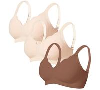 Generisch 3Er Pack Damen BHS Seamless BH Damen Set,Große Größen Push-Up Ohne Bügel Bra Bequem Atmungsaktiv Nahtloser BH mit Vollständiger Soft Bra für Alltag und Freizeit Light Rosa,S