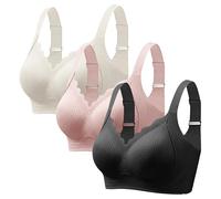 Generisch 3pc BH Damen Ohne Bügel Damen Set Maple-BHS Nahtloser Vollschalen Underwireless，Soft BH Mit Druckknopf Vorne Ohne Bügel Gepolstert U-Rücken Bras Für Damen