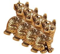 Generisch 4 Stück Katzen Schlüsselanhänger aus Messing Kleiner Selbstgemacht Anhänger mit Öse Vintage Kätzchen Hängedeko für Basteln und Geschenk