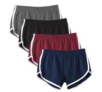 Generisch 4er-Pack Sommer Shorts Damen Luftig Sport Shorts Kurze Hosen Sportshorts Fitness Yoga Trainingshose Jogginghose Low Waist Laufshorts Kurz Sporthose Weites Bein Sweatshorts Slim Fit Hotpants