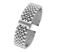Generisch 6 Farben gebogenes Ende Edelstahl Uhrenarmband, 14 16 18 20 22mm flache Schnittstelle Metallarmband für Herren Damen(Silver,14mm)
