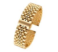 Generisch 6 Farben gebogenes Ende Edelstahl Uhrenarmband, 14 16 18 20 22mm flache Schnittstelle Metallarmband für Herren Damen(Golden,16mm)