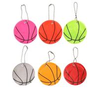 Generisch 6 Stück Pack Reflektierende Basketball Schlüsselanhänger aus Kunststoff 6cm Leuchtend für Rucksack Fahrrad Taschen Sicherheitsanhänger für Nachtgebrauch