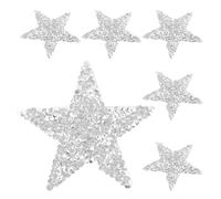 Generisch 6 Stück Silberne Stern Strass Bügelflicken aus Silikon und Rhinestone für Vielseitige Anwendung Leder und Textilien bei Party und Festkleidung