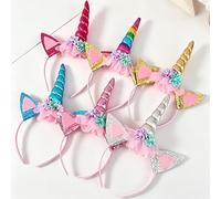 Generisch 6er Pack Einhorn Stirnbänder, Bunte Einhorn Haarreif für Mädchen, Süße Einhorn Haarband Party Mitbringsel, Kinder Karneval Geburtstag Party Dekoration (Style A).