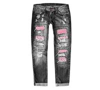 Generisch 7/8 Jeans Damen, Jeans Damen Weiß, Weites Bein Winterjeans Bedruckten Verdickten Löchern Männer Jeanshosen Seitentaschen, Black Friday Angebote 2025 Ab Wann