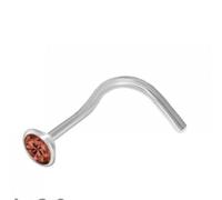 Generisch 925 Silber Nasenstecker mit Spirale, Unisex Nasenpiercing, Rot Zirkonia 2,5mm, Rund, 0,8mm Gauge, Made in Germany